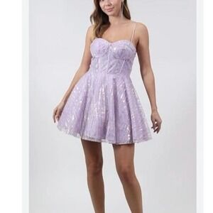 Say Yes to the Prom Lilac Sequin‎ Dress Corset Bodice Party Mini Dress Size 5/6
